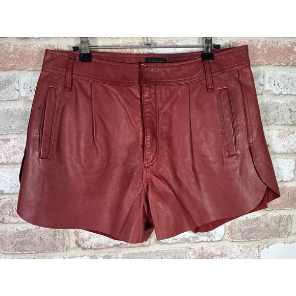 Diesel Pants - Diesel Red Genuine Sheep Leather High-Rise Shorts Sz 27